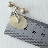 Vintage Sterling Silver Gentleman’s Chain Cufflinks Oval Blank For Engraving