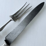 Vintage Christofle France 2 Piece Carving Set Steel & Silver Plate Rococo Pattern