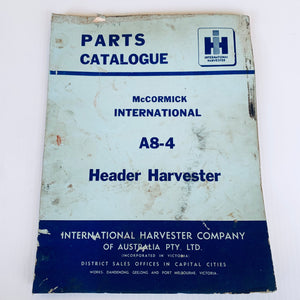 Parts Catalogue McCormick International A8-4 Header Harvester