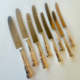 8 x Vintage English Silver Plate Dinner Knives Philip Marks EPNS Kings Pattern