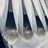 6 x Vintage Silver Plate Fish Knives & Forks Art Deco Pattern Continental