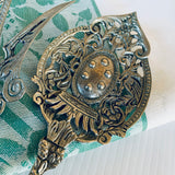 Vintage Silver Plate Serving Spoon & Fork Ornate Fleur De Lys Handles Made In Italy