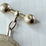 Vintage Sterling Silver Gentleman’s Chain Cufflinks Oval Blank For Engraving