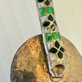 Vintage Silver And Cloisonne Enamel Handle Iced Tea Spoon Straw Sipper Swizzler