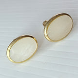 Vintage Gold Tone Mother Of Pearl Men’s Cufflinks Oval Toggle Back West Germany