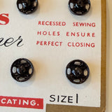 Vintage New Old Stock 1940s UK Newey’s Rustless Snap Fasteners Packet of 12 Black Size 1