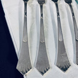 6 x Vintage Silver Plate Fish Knives & Forks Art Deco Pattern Continental
