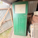 Edwardian Era Wooden External Door With Glass Plus Lock With Key