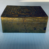 Vintage Chinese Brass Cigarette Cigar Box Wood Lined Hinged Dragons Butterflies