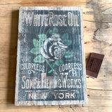 White Rose Oil Wooden Box End