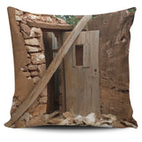 New cushion pillow cover printed with original photograph of  a rustic open door in the Flinders Ranges