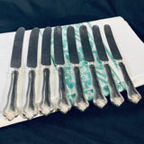 8 x Vintage American Silver Plate Dinner Knives by 1835 R. Wallace & Sons With Silver Plated Blades