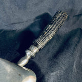 Antique English Silver Plate Crumb Scoop Antler Horn Handle Victorian Era