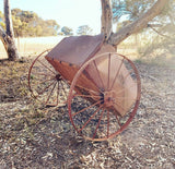 Large Two Wheel Cart With Remains Of Riveted Water Tank For Garden Or Yard Art