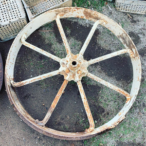 Antique Chunky Spoke Cream Painted Iron Wheel