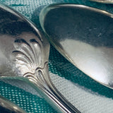 8 x Vintage English Silver Plate Teaspoons Rococo Pattern Harrison Bros George VI