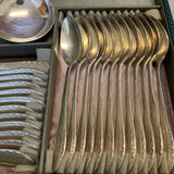 Vintage French Silver Plated Serving Table Spoons Forks And Soup Ladle Boxed Set