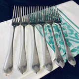 6 x Antique English Silver Plate Dinner Forks Queen Anne Pattern