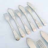 Vintage Silver Plated Bead Pattern Fish Knives & Forks X 6 Holland Dutch Gero 90