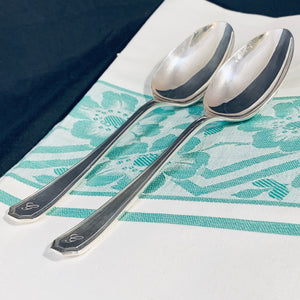 Pair Vintage English Silver Plate Table Spoons Servers Insignia EPNS