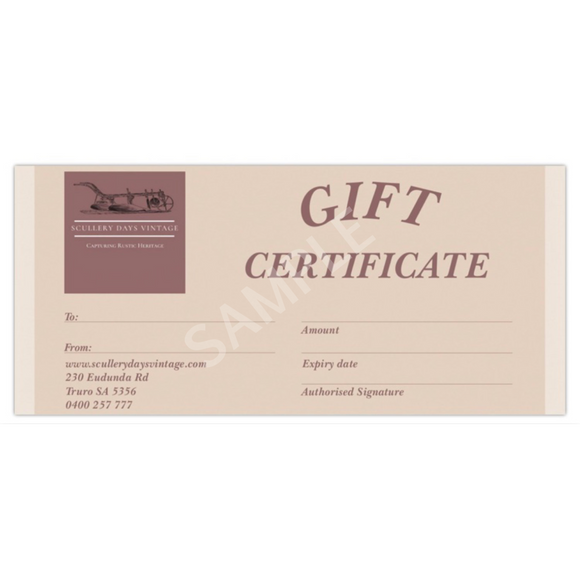 Scullery Days Vintage Gift Certificate