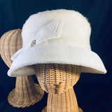 Original Vintage White Velvet And Faux Fur 1960s Winter Hat