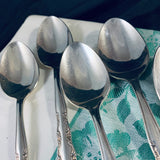 6 X Vintage Silver Plate Dessert Spoons By Grosvenor