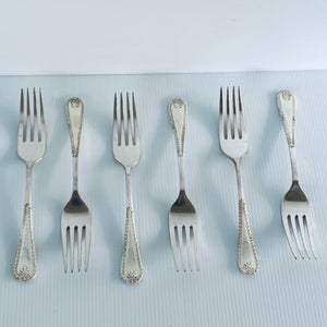 6 Vintage Silver Plate Entree Or Dessert Forks By FW
