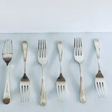 6 Vintage Silver Plate Entree Or Dessert Forks By FW
