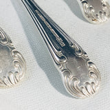 8 x Vintage English Silver Plate Teaspoons Rococo Pattern Harrison Bros George VI