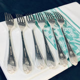 6 x Vintage Mappin & Webb English Silver Plate Dinner Forks Louis XVI Pattern