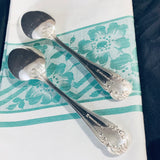 Pair Vintage English Silver Plate Table Spoons Servers Rococo Pattern Harrison