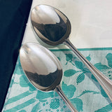 Pair Vintage English Silver Plate Table Spoons Servers Rococo Pattern Harrison