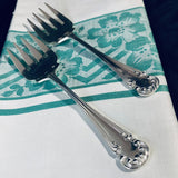 Pair Vintage English Silver Plate Fish Servers Forks Rococo Pattern Harrison