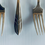 Vintage Silver Plate Cake Forks x 6 Mid Century Chevron Pattern