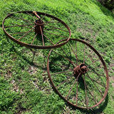 Huge Pair of Antique Wheels For Garden Art Display