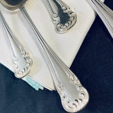 8 x Vintage English Silver Plate Dessert Spoons Rococo Pattern Harrison Bros George VI