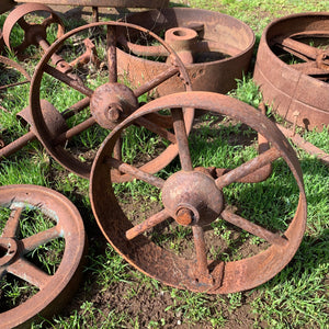 Pair of Small Antique Wheels For Garden Art Display